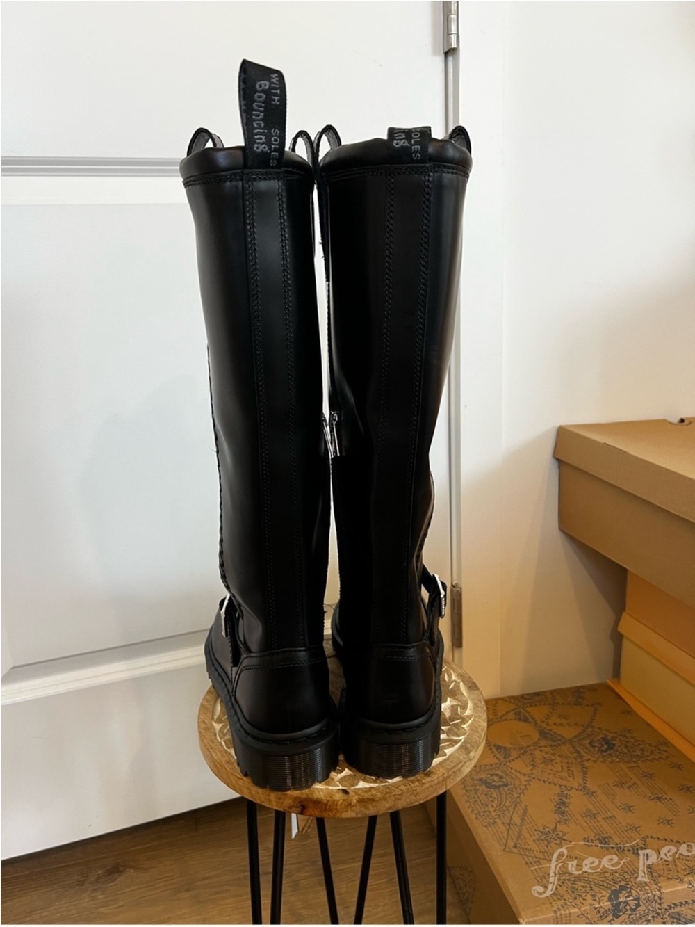 NWOB Dr. Martens Women's Black Tall Leather Buckle Boots size 9 - Picture 11 of 12